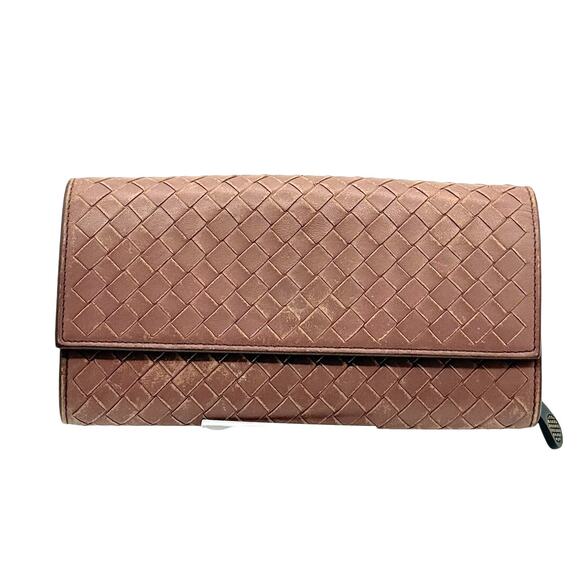 Bottega Veneta Pink Nappa Intrecciato Continental Flap Wallet*COA*FULL INCLUSION - Picture 1 of 12